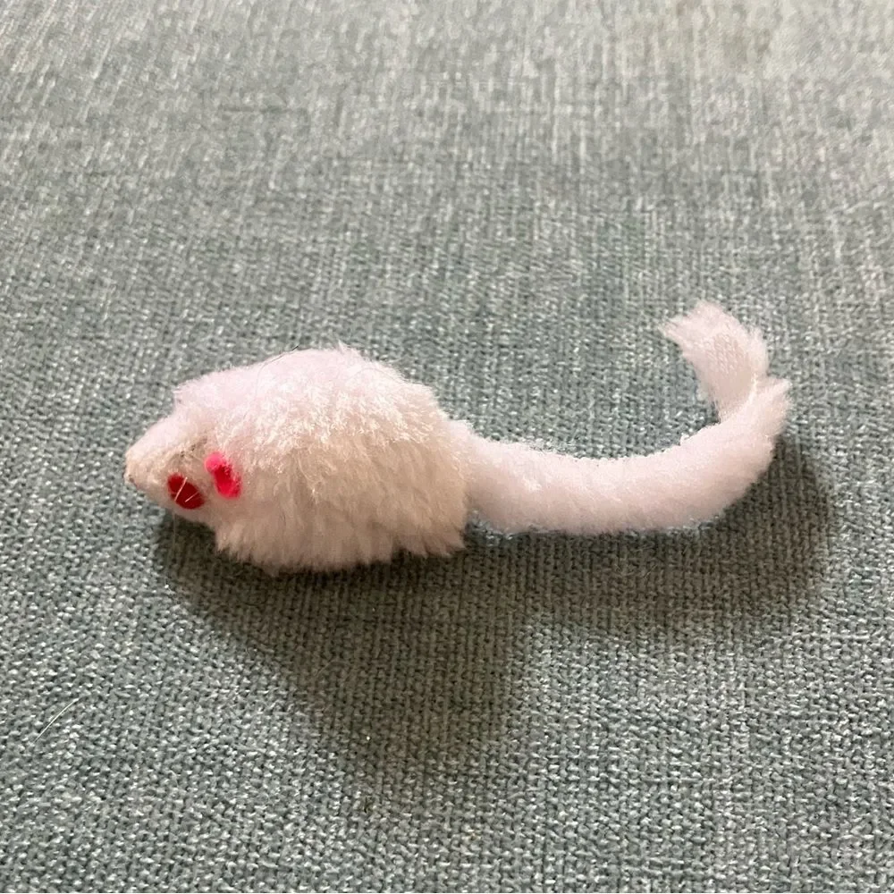 Gently Used White Cat Mouse Toy